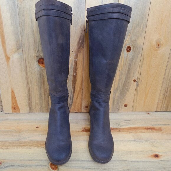 UGG IRMAH WEDGE LEATHER TALL BOOTS SIZE 11 - Picture 3 of 8